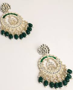 Lustre de luxe plaqué or, perles Kundan Chandbali, bijoux ethniques traditionnels indiens pour mariage, vente en gros, imitation perle incrustée - Product Image 5