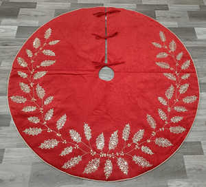White <b>Christmas</b> <b>Tree</b> Skirt with Sequin <b>Trees</b> and Snowflake Embellishments Scalloped Edge Decorative Holiday Base Cover - Product Image 6