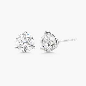 ต่างหูเพชรทรงกลม 3 กะรัต เพชรเลี้ยงในห้องปฏิบัติการ ทองคำแท้ 14K 18K แบบเรียบหรู ประดับเพชรเดี่ยว 3 ขา แบบกดติด ขายส่ง - Product Image 3