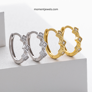 Pendientes de Aro de Plata de Ley 925 con Circonita Cúbica de Corte Princesa y Diseño de Halo Geométrico, Chapados en Oro de 18K, Modernos, para Bodas de Mujer - Product Image 3