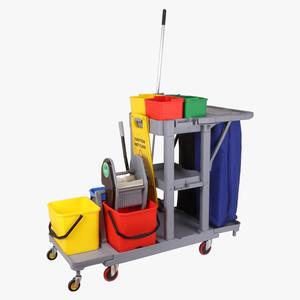 3 Tier Janitorial <b>Cleaning</b> Cart with <b>Mop</b> Bucket Wringer and Wheels Housekeeping Trolley for Hotel Office <b>Cleaning</b> Tasks - Product Image 2