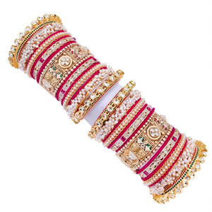 Sparkling Kundan Stone & Meenakari Velvet Chuda <b>Bangles</b> <b>Set</b> - Product Image 3