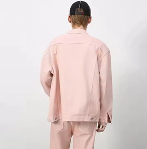 Veste en jean personnalisée pour femme, rose, bleu, couleur unie, en coton, style décontracté, logo personnalisé, vente directe d'usine OEM - Product Image 4