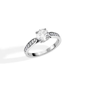 <b>Vintage</b> Minimalist 14K White/Yellow/Rose <b>Gold</b> <b>Ring</b> with Round IGI Certified Lab Diamond and Pave Setting Accent Stones - Product Image 3