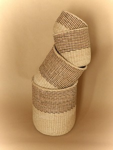 Decorative Wicker Waste <b>Bin</b> Set Of 2 Perfect For Bedroom Office And Home Organization Purpose Handcrafted From India - Product Image 2
