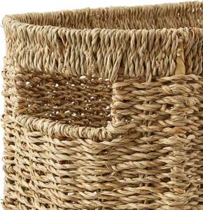 Paniers de rangement rustiques écologiques en jacinthe d'eau de haute qualité avec poignées pour l'organisation des vêtements, la maison et le bureau - Product Image 4