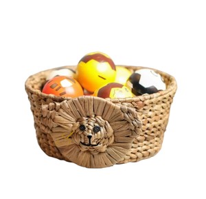 Handcrafted Water Hyacinth Lion <b>Basket</b> Cute Animal Face Wicker Desktop Organizer Box Decorative <b>Small</b> Toy <b>Storage</b> Bin Wholesale - Product Image 1