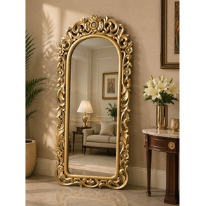 Luxury Modern Home Hotel <b>Full</b>-<b>Length</b> Carved Wood Frame <b>Mirror</b> Classic Dining Bedroom Glass Bathroom <b>Mirror</b> At Wholesale Price - Product Image 3
