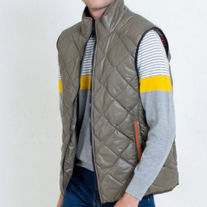 Chaleco Acolchado Color Oliva para Hombre, Cuello Mao, Cierre de Cremallera, Impermeable, Cortavientos, Ropa Casual de Invierno, Corte Regular - Product Image 1