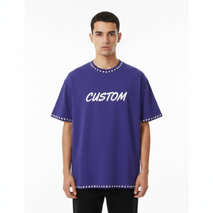 Camiseta Morada Extra Grande para Hombre, Jersey Liso con Cuello Redondo, Estampado Personalizado, Ropa Urbana - Product Image 1
