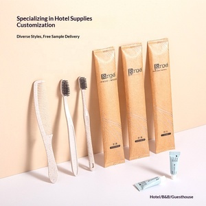Fournitures hôtelières en gros : Brosse à dents jetable en papier kraft avec dentifrice en sachet <span class=keywords><strong>pour</strong></span> hôtels et gîtes - Product Image 4
