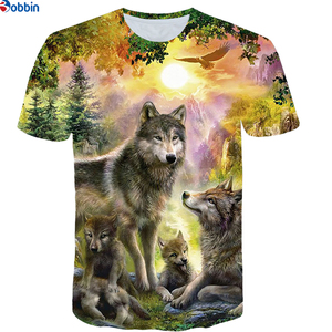 Custom Designed <b>Men's</b> Wolf 3D Print T-Shirt Short Sleeve O-Neck Casual <b>Animal</b> Pattern Breathable Regular Fit Polyester Shirt - Product Image 3