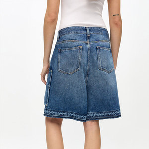 Shorts en jean pour femme respirants, taille haute, coupe ample, délavés à la pierre, écologiques, de haute qualité, avec service de conception OEM - Product Image 4