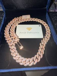925 silver Rose Gold Plated <b>Iced</b> <b>Out</b> Cuban Link <b>Chain</b> Necklace Moissanite Heavy Choker Jewelry for Wedding Party Gift - Product Image 5