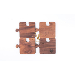 Handcrafted Wooden <b>Puzzle</b> Piece Coaster Set Interlocking Design Drink Coasters Tableware Decorative Unique Handicraft Item - Product Image 1