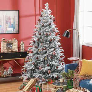 Albero di Natale Artificiale Innevato da 2,1 m con 1401 Punte, Supporto Pieghevole in Metallo, Facile Montaggio, Albero Natalizio Pieghevole per Casa - Product Image 1
