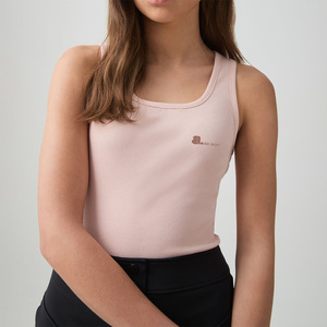 Camiseta sin mangas informal de punto acanalado para mujer, transpirable, de secado rápido, ecológica, mezcla de spandex/algodón, longitud regular, diseño liso - Product Image 4