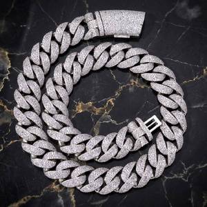 Nuevo collar de cadena cubana con diamantes de moissanita de diseño moderno, unisex, de dos tonos, oro rosa, estilo hip hop para hombre. - Product Image 1