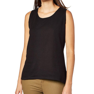 Débardeurs pour femmes en coton 100% à longueur standard, décontractés, respirants, avec logo frontal, pour la course, l'entraînement et la gym, doux, côtelés, à col rond - Product Image 1