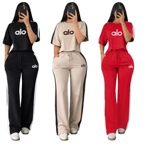 Y71637 Ensemble Sport Décontracté Femme Américaine et Européenne, Nouvelle Collection Été, Pantalon Ample à Jambes Larges, Deux Pièces - Product Image 4