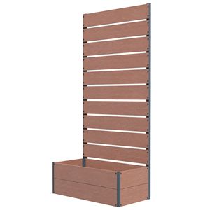 Jardinière surélevée marron pour plantes grimpantes, avec treillis, pour extérieur, 28,25 po x 15 po x 59 po, pots de fleurs, jardinières - Product Image 1