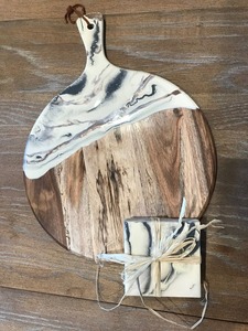 Plateau de service décoratif en bois et résine, inspiré de la nature, pour les fêtes de jardin, les cuisines et les restaurants - Product Image 6