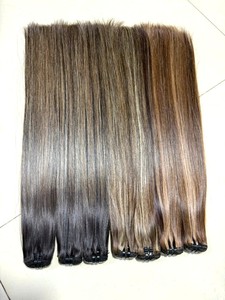 Extensions de cheveux vietnamiens 100% Remy, tissage plat de luxe sans couture, lisses comme des baguettes, coloris Piano. - Product Image 5