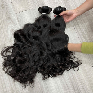 Best Quality 100% Vietnamese Human Hair Raw Hair Vendor Natural Wavy Weaving Shining No <b>Tangle</b> No Shedding Ready To Ship - Product Image 1