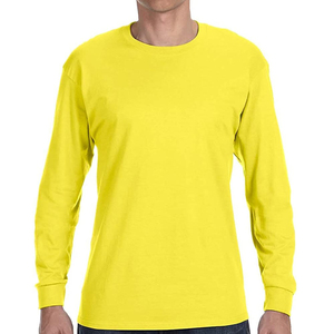 T-shirt à manches longues de haute qualité pour hommes, 100% coton, uni noir, vêtements de mode, t-shirt respirant à col rond pour hommes - Product Image 3