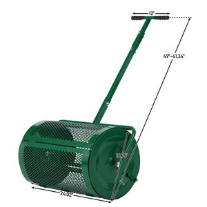 Spargitore di compost da 24 pollici con manico regolabile, in acciaio verniciato a polvere, per prato e giardino, con rullo laterale per torba e muschio - Product Image 2