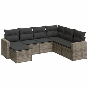 Conjunto de Sofás de Jardín Grandes y Modulares de Ratán PE Gris y Acero con Recubrimiento en Polvo, Impresionantes Sofás de Jardín - Product Image 2