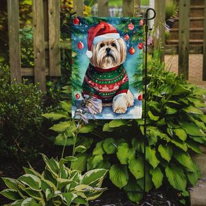 Lhasa Apso Drapeau de jardin de Noël Drapeau de boîte aux lettres décoratif multicolore pour patio et cour pour parterres de fleurs et œuvre de pelouse - Product Image 2
