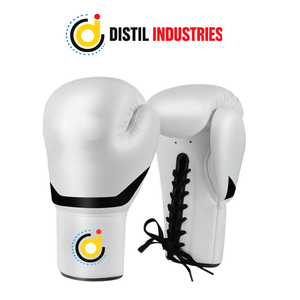 Guantes de Boxeo de Piel Sintética Blanca DISTIL INDUSTRIES con Cordones y Soporte para Muñeca para Adultos, Entrenamiento de Boxeo, MMA, Muay Thai - Product Image 1