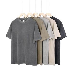 OEM Custom Logo Blank Breathable 100% Cotton O-Neck Casual American Style Acid Washed Distressed Vintage Short Sleeve T-<b>Shirt</b> - Product Image 1