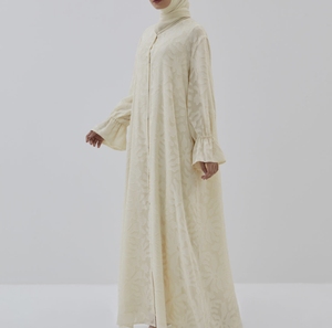 New Luxurious Women Kaftan Abaya Dress Handmade Turkish Floor Length Long Sleeve Soft Breathable Polyester Floral Loose Fit - Product Image 3