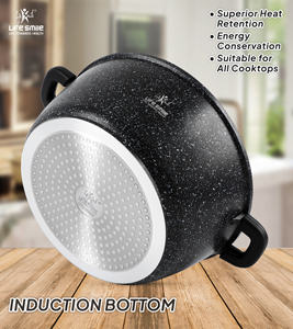 Ensemble complet de casseroles en granit Life Smile avec couvercles à rebord en silicone, poignées amovibles, antiadhésives, compatibles induction - Product Image 3