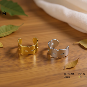 Anelli di Moda Z in Oro e Argento, Design Aperto in Acciaio Ref46911 - Product Image 2