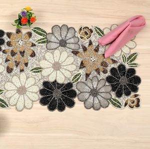 Embroidered Floral Table Runner Bohemian Home Decor Washable - Product Image 3