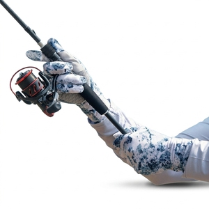Guantes de Pesca de Neopreno con Estampado por Sublimación, Impermeables, Compatibles con Pantalla Táctil, Unisex, para Todas las Estaciones, Azul Claro Gris - Product Image 4