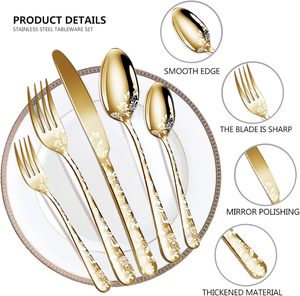 Ensemble de couverts en acier inoxydable pour restaurants, fourchettes, couteaux, cuillères, ensemble de couverts de qualité supérieure, design élégant, durable, vente en gros - Product Image 4