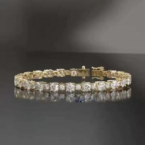 High Quality Moissanite Diamond Tennis <b>Bracelet</b> <b>Silver</b> And Gold Plated Halo <b>Bangle</b> Round Brilliant Unisex Party Jewelry - Product Image 6