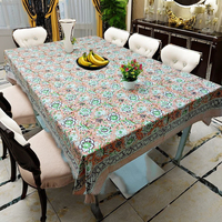 Nappe rectangulaire en coton écologique personnalisable, imprimée à la main, avec un motif floral moderne et doux pour la décoration de la maison et de la cuisine