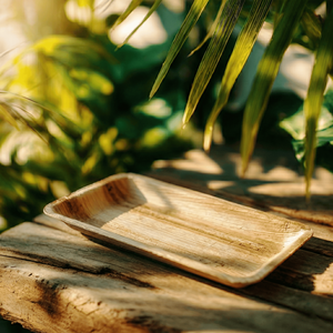 Assiettes rectangulaires écologiques en feuilles de palmier biodégradables pour sushis et service, idéales pour mariages, fêtes et plats à emporter - Product Image 4