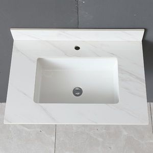 31-Inch White Marble Vanity Top Pre-Drilled Faucet Holes Rectangular Bathroom Vanity Top Undermount 31-Inch Marble Bathroom - Product Image 2