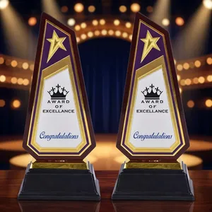 Trophée de reconnaissance en bois avec autocollant brillant, Récompense de l'excellence, Souvenir pour les récompenses de performance, Sports, École, Bureau - Product Image 3