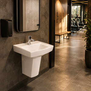Lavabo mural semi-encastré Techno, garantie 5 ans, finition peinte, facile à nettoyer - Product Image 2