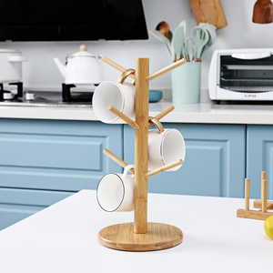 Handmade Wooden Mug Holder Tree Design Cup Drying <b>Rack</b> Space Saving Coffee Mug <b>Storage</b> Stand for <b>Kitchen</b> Countertops and Cafes - Product Image 2
