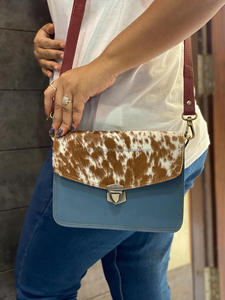 Bolso de cuero para el pelo de mujer a la moda, bolso bandolera con una sola Correa, forro de cuero genuino de nailon, cierre de bloqueo, colorido 'Candy' - Product Image 4