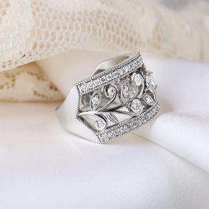 แหวนทองคำขาว14K สำหรับทุกเพศสไตล์วินเทจ igi/gia สำหรับงานแต่งงาน/งานเลี้ยงครบรอบ - Product Image 1