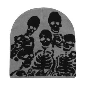 Gorro de Punto Negro VYRRA INTERNATIONAL, Unisex, para Adultos, Estilo Casual de Invierno, 56-58CM, Diseño Jacquard Punk, Patrón Sólido - Product Image 4